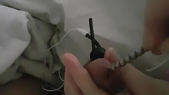 A Nurse Uses Electro Stimulation To Pleasure Her Husband'S Penis