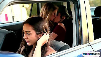 Gianna Dior And Candice Dare Kiss In The Backseat While Being Watched By The Driver