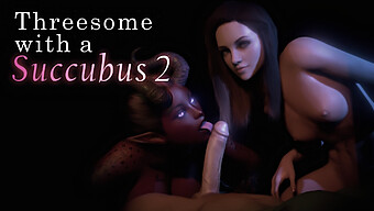 Bir Azgın Succubus, Bu Açık 18+ Animasyonda Bir Çiftle Üçlü Yapıyor