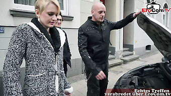 German Blonde Gets Picked Up On The Street For Casting Couch Threesome