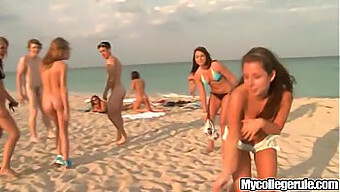 Frat Boys And Coeds Engage In Wild Beach Oral Sex