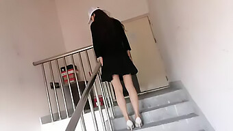 Vintage Asian Teen Enjoys Passionate Sex In Apartment Staircase, Risks Getting Caught