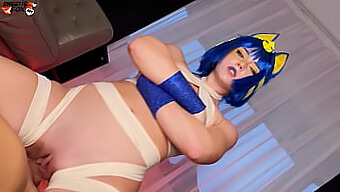 Opplev Den Virkelige 18+-Versjonen Av Cosplay Ankha-Meme Med Sweetiefox Sin Hardcore Action