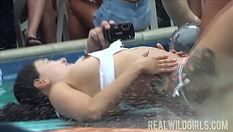 18-Year-Old Coed Shows Off Her Moves At Pool Party