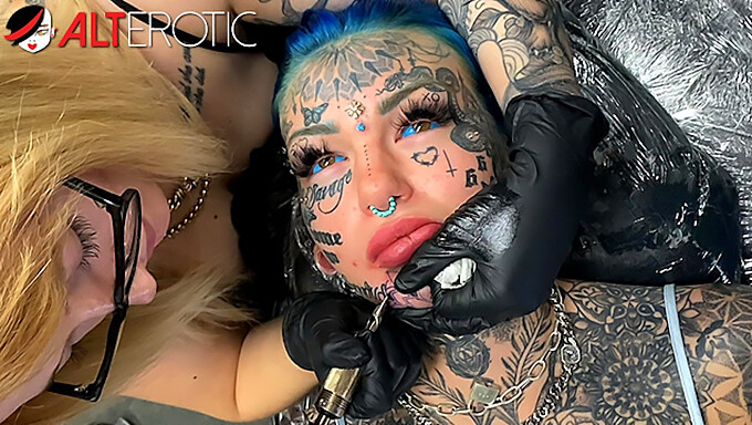 Stunning Inked Babe Receives Additional Facial Tattoo In Explicit Video