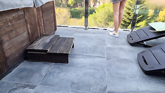 Intense Female Ejaculation On A Patio In The Mountains