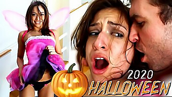 Sara Luvv And James Deen'S Kinky Halloween Encounter In A Facial Closeup