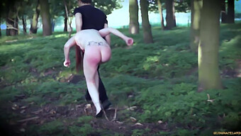 Redhead Forced Into Bondage And Punished With Wax And Large Toy In The Woods